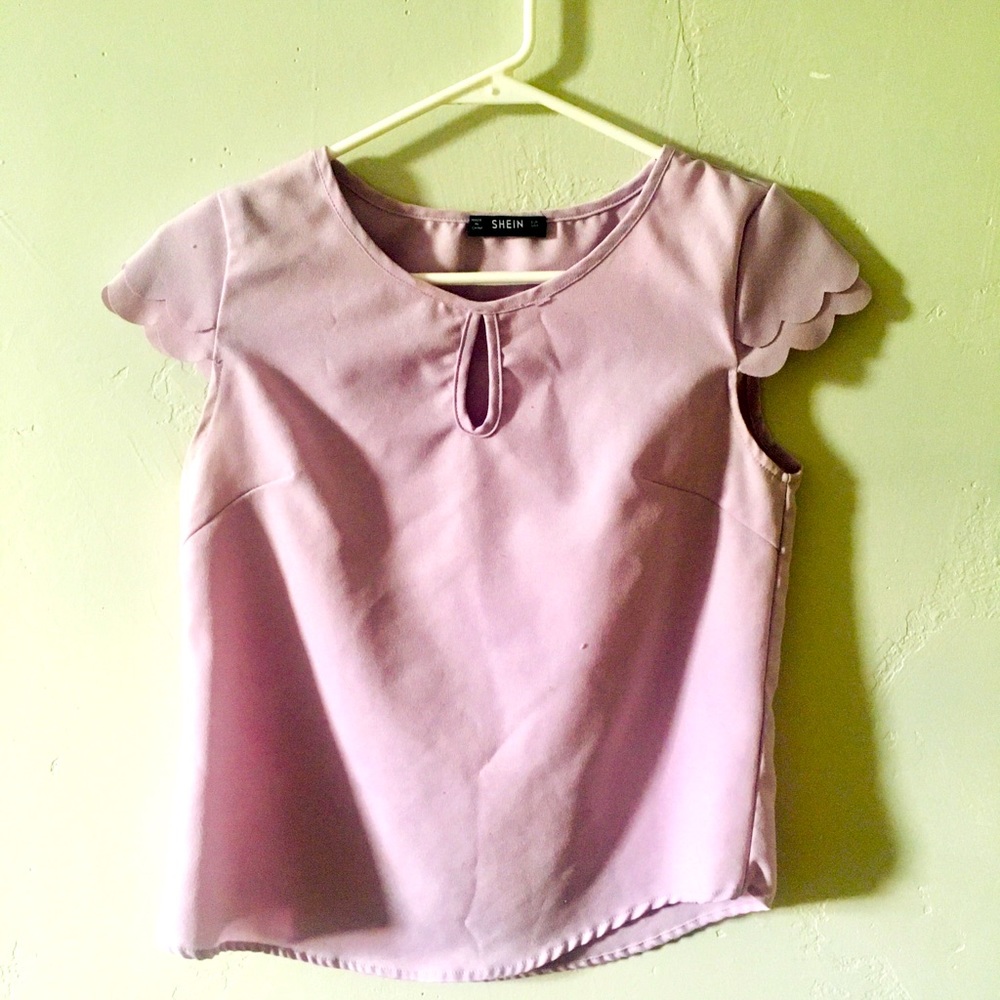 Lavender Shein short sleeved scalloped shirt, XS